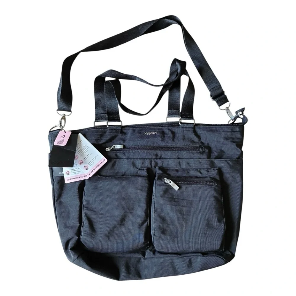 Baggallini Tote Messenger Travel Commuter Bag Black NWT